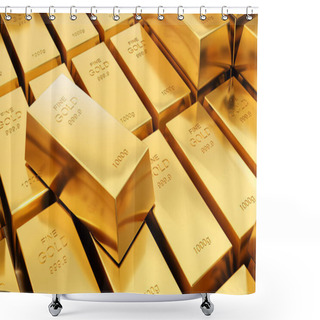 Personality  Gold Bars 1000 Grams Pure Gold,business Investment And Wealth Concept.wealth Of Gold ,3d Rendering Shower Curtains