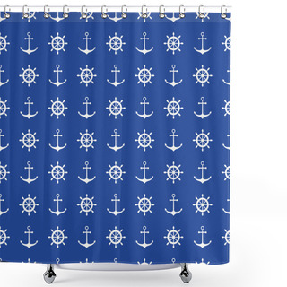 Personality  White Anchors And Ship Wheels Shower Curtains