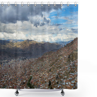 Personality  The City Of La Paz Seen From El Alto And The Surrounding Mountains On The Background, In Bolivia Shower Curtains