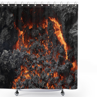 Personality  Close-up Of A Lava Flow Of Volcano Kilauea On Hawaii Shower Curtains