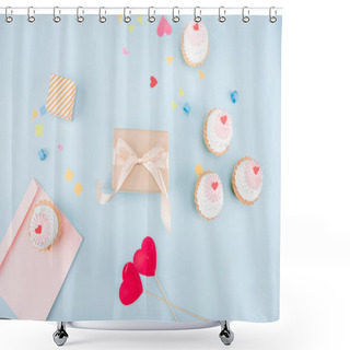 Personality  Cakes And Gift Boxes With Envelope Shower Curtains