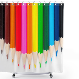 Personality  Varicolored Color Pencils Set On White Shower Curtains
