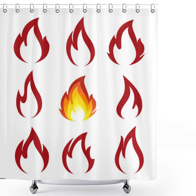 Personality  Collection Of Fire Icons Shower Curtains