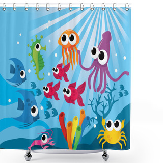 Personality  Underwater Cartoon Creatures Shower Curtains