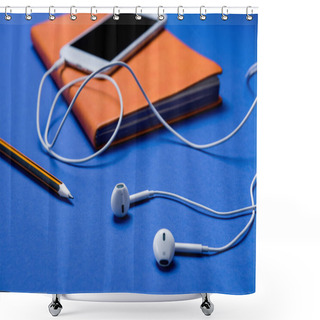 Personality  Smartphone And Notebook On Table Shower Curtains