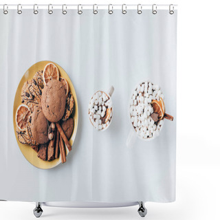 Personality  Cookies And Cups Of Hot Cacao Shower Curtains