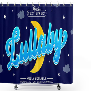 Personality  Cartoon Blue Lullaby Vector Editable Text Effect Template Shower Curtains