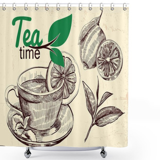 Personality  Tea Time Illustration Shower Curtains