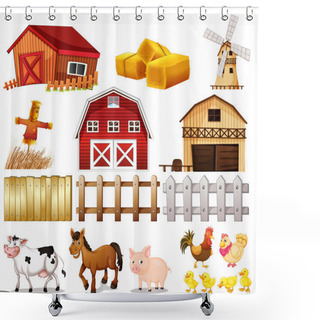 Personality  Things And Animals Found At The Farm Shower Curtains