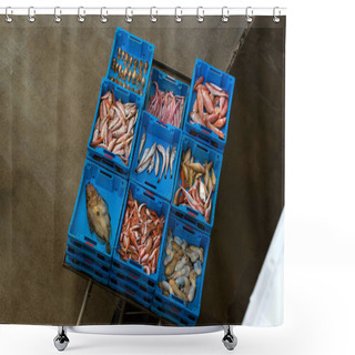 Personality  Containers With Catch Sea Fish Delicacies Blanes Shower Curtains