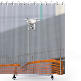 Personality  Modern Drone Flying Outdoor, RF Photo, No Logos Or Trademarks Shower Curtains