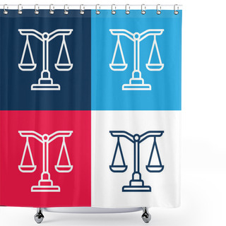 Personality  Balance Blue And Red Four Color Minimal Icon Set Shower Curtains