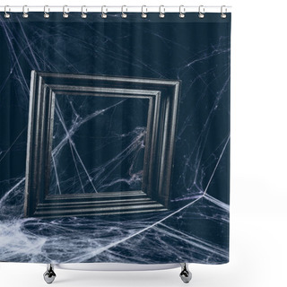 Personality  Black Frame In Spider Web, Creepy Halloween Decor Shower Curtains
