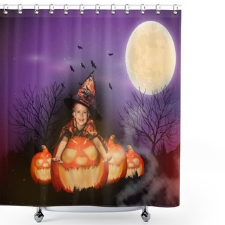 Personality  Witch On Big Jack O Lantern  Shower Curtains