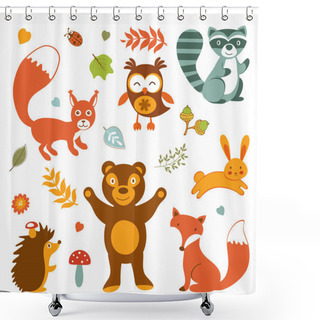 Personality  Cute Forest Animals Colorful Collection Shower Curtains