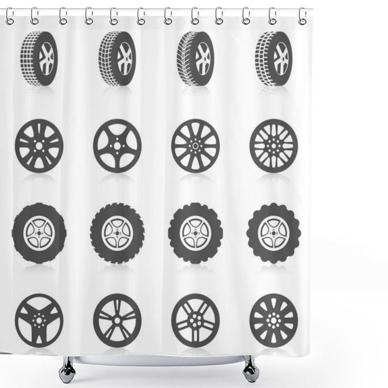 Personality  Tire Icon Set Shower Curtains