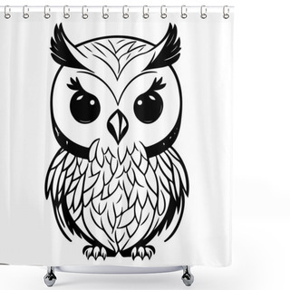 Personality  Owl Animal Illustration Sketch Hand Draw Element Black Shower Curtains