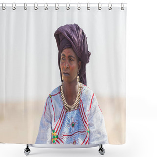 Personality  Nomad Woman In Traditional Turban Sahara Desert Shower Curtains