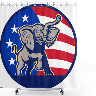 Personality  Republican Elephant Mascot USA Flag Shower Curtains