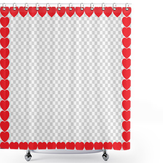 Personality  Cute Red Hearts Border With Space For Text Or Image Shower Curtains