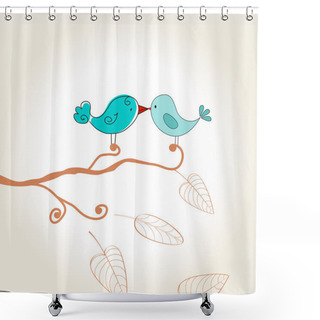 Personality  Cute Birds Kissing Shower Curtains