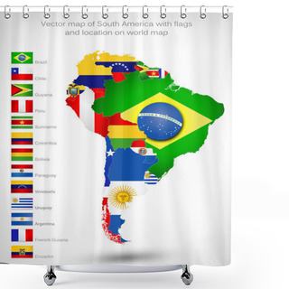 Personality  Map Of South America With Flags Shower Curtains
