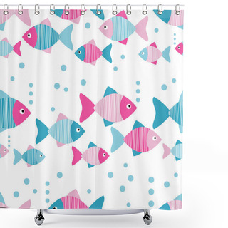 Personality  Seamless Vector Background With Decorative Fish. Scribble Texture. Textile Rapport. Shower Curtains