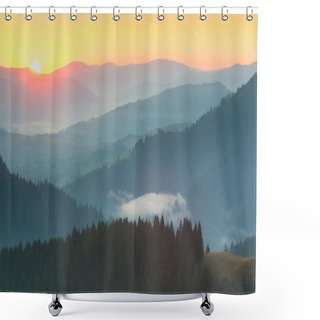 Personality  Mountains Range  - Sunrise With Real Sun Shower Curtains