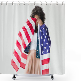Personality  Woman Cowered With American Flag Shower Curtains