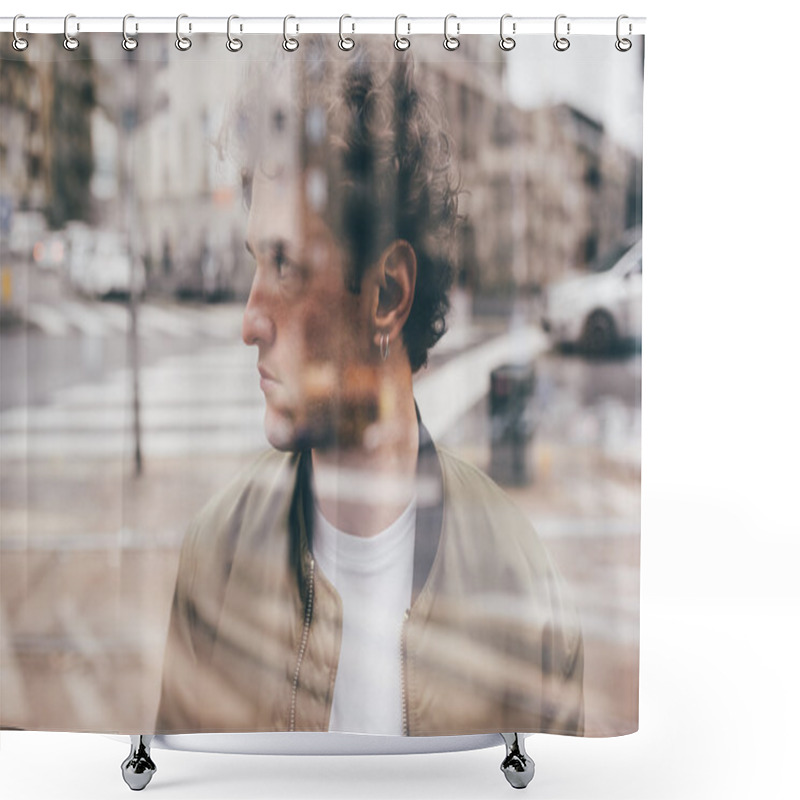 Personality  Brown Hair Bearded Man Shower Curtains