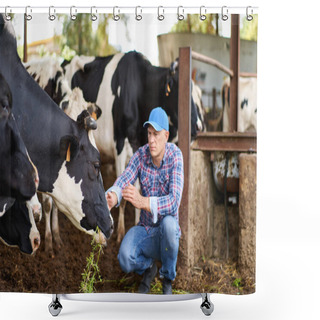 Personality  Happy Cowboy On Livestock Ranches Shower Curtains