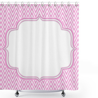 Personality  Pink And White Chevron Zigzag Frame Background Shower Curtains