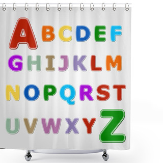 Personality  Colourful Sticker Font - Letter From A To Z Shower Curtains