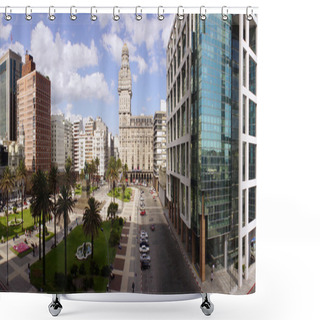 Personality  Plaza Independencia On Montevideo Shower Curtains