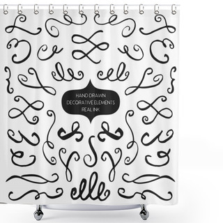 Personality  Set Of Ink Swooshes, Calligraphy Elements Shower Curtains