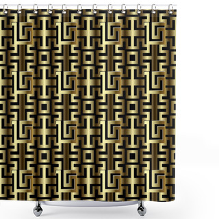 Personality  Gold 3d Ornate Greek Key Meanders Seamless Pattern. Vector Geome Shower Curtains