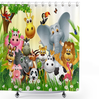 Personality  Funny Animal Cartoon Set Shower Curtains
