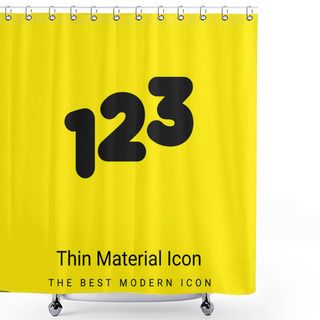Personality  123 Numbers Minimal Bright Yellow Material Icon Shower Curtains