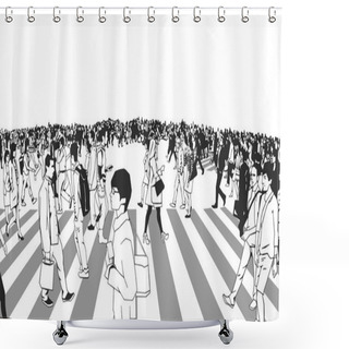 Personality  Illustration Of Busy Street Crossing In Perspective Shower Curtains