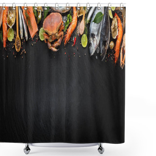 Personality  Many Kind Of Seafood, Served On Crushed Ice Shower Curtains