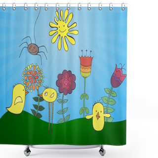 Personality  Vector Easter Greeting Card Shower Curtains