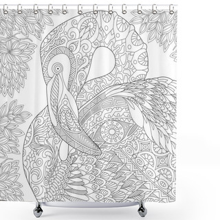 Personality  Zentangle Stylized Flamingo Shower Curtains