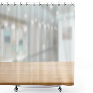 Personality  Wooden Table In Modern Hospital Interior With Copy Space Shower Curtains
