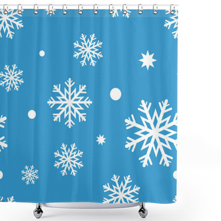 Personality  White Snow- Flakes Shower Curtains