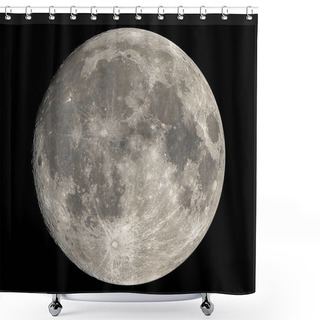 Personality  Close Up Full Moon Isolated On Dark Sky In Thailand Shower Curtains