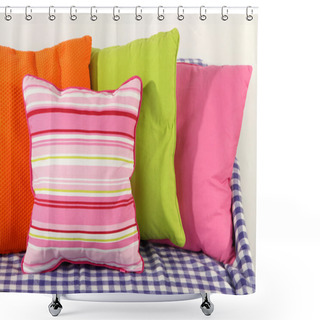 Personality  Colorful Pillows On Couch Isolated On White Shower Curtains