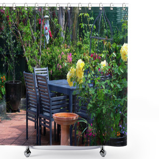 Personality  Courtyard Garden Setting Shower Curtains