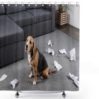 Personality  Dog With Torn Paper Shower Curtains