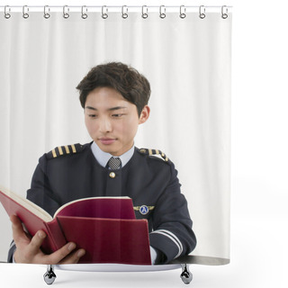 Personality  Airline Pilot Reading A Book Shower Curtains