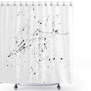 Personality  Black Blobs Isolated On White. Ink Splash. Brushes Droplets. Grainy Texture Background. Digitally Generated Image. Vector Illustration, EPS 10. Shower Curtains